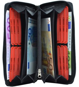 256-Damenbörse mit Smartphone Tasche - Innenansicht schwarz