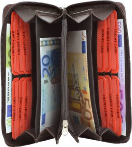 256-Damenbörse mit Smartphone Tasche - Innenansicht dunkelbraun