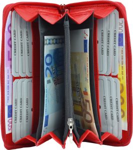 256-Damenbörse mit Smartphone Tasche - Innenansicht rot